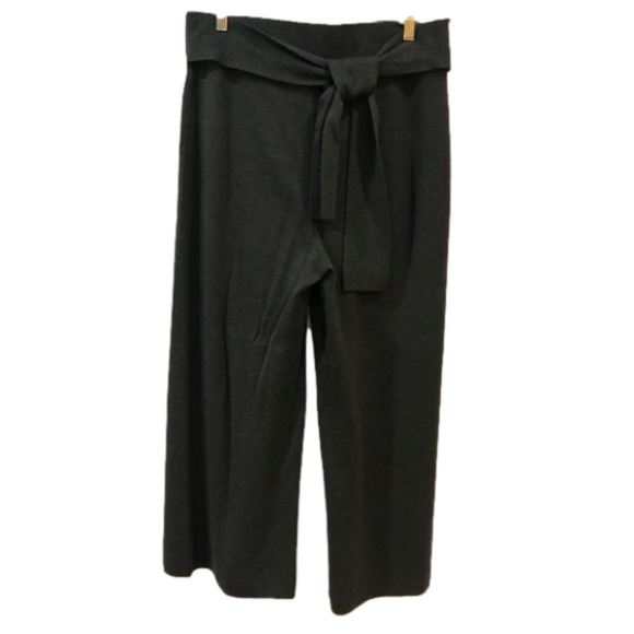 𝅺anthropologie Moth Charcoal Gray Wool Cropped Wide Leg Trousers M - Picture 1 of 13